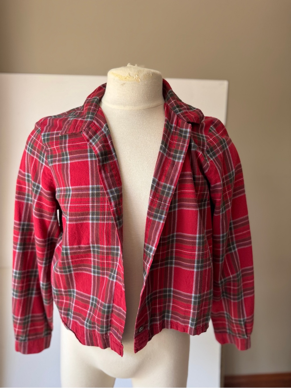 Jones New York Red Plaid Shirt with Blue and Black Accents